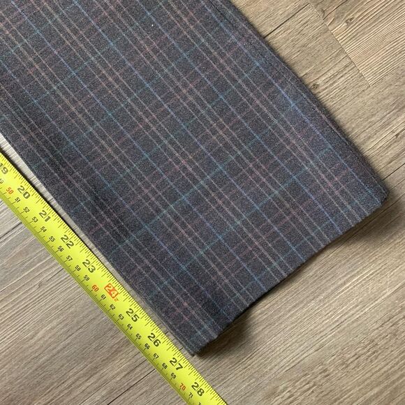 Vintage High Waisted Plaid Pants Grey Brown Straight Flare Leg 26” - Picture 8 of 10